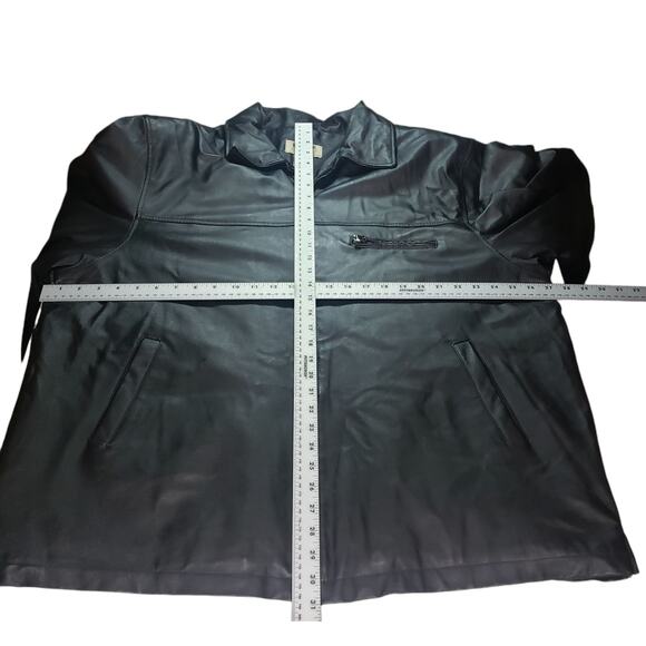 Vintage Duke Haband Black Leather Jacket Men’s XL Quilted Lining Pockets - Picture 3 of 9
